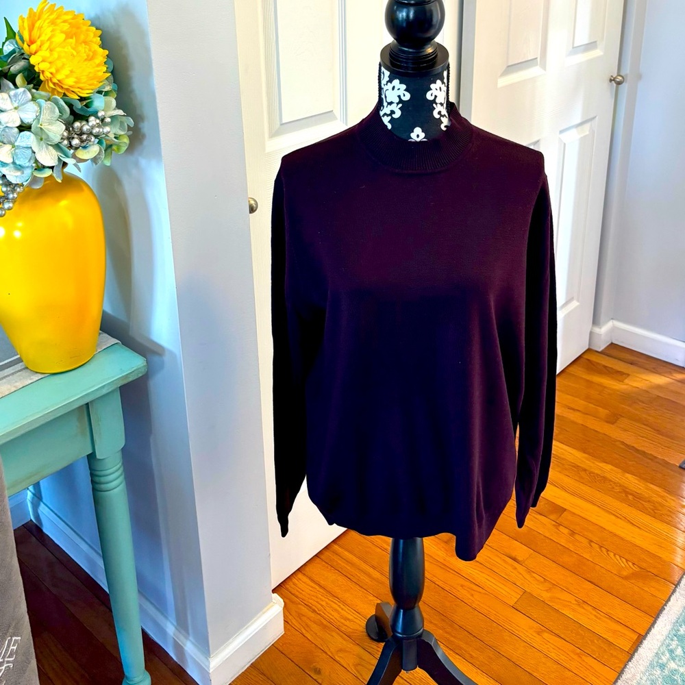 Brooks Brothers Women’s Extra Fine Italian Merino Wool Purple Sz L High Neck